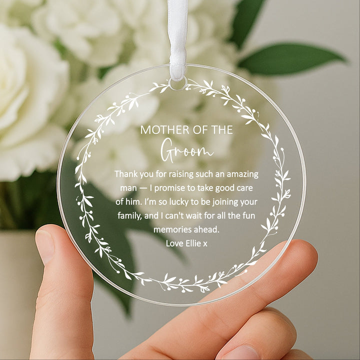 Personalised Acrylic Mother Of Groom Keepsake Ornament