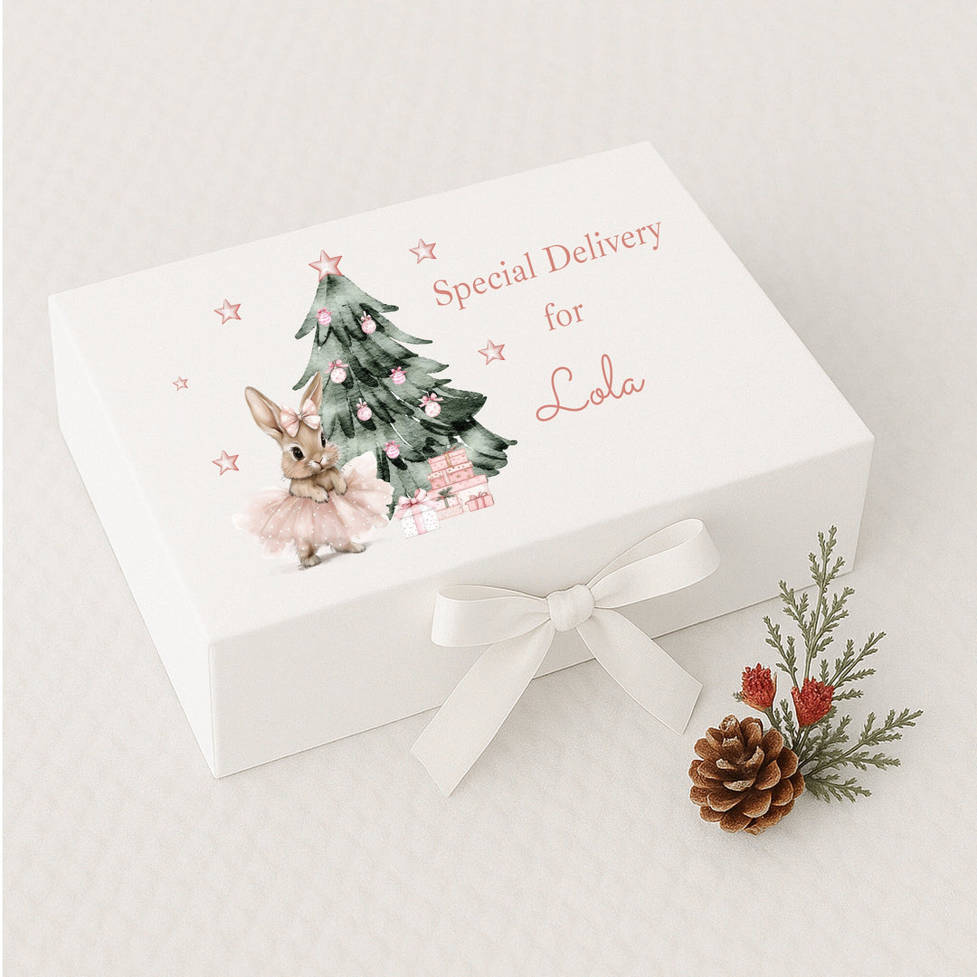 Personalised Pink Ballerina Bunny Christmas Eve Box