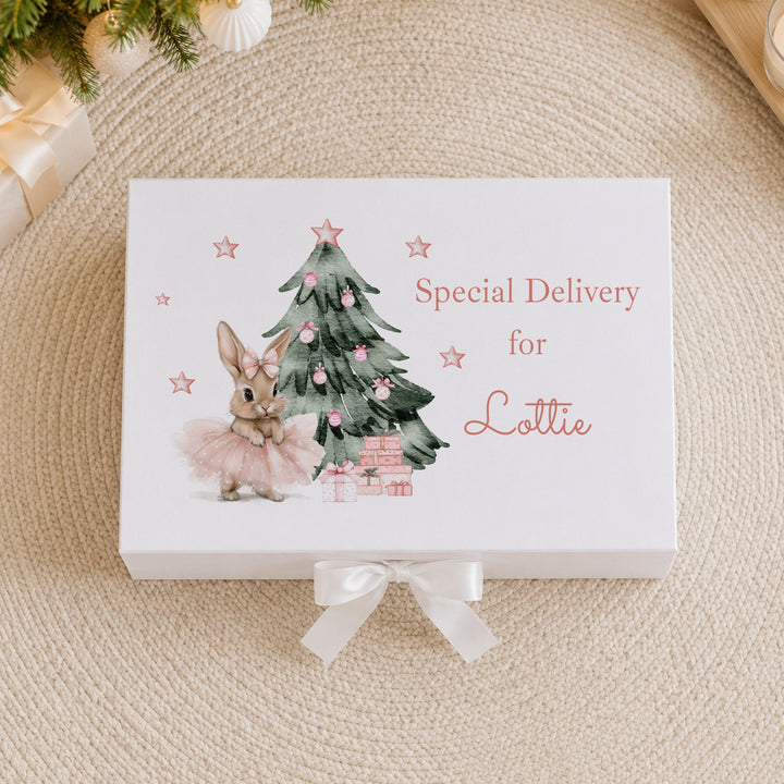 Personalised Pink Ballerina Bunny Christmas Eve Box