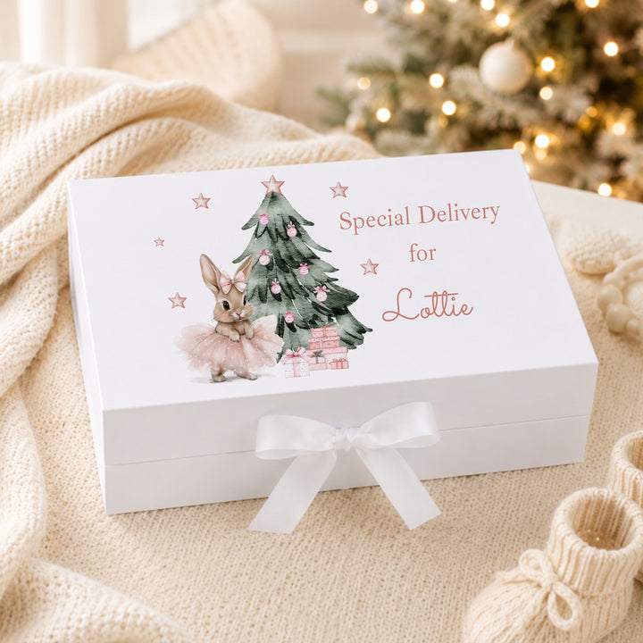 Personalised Pink Ballerina Bunny Christmas Eve Box