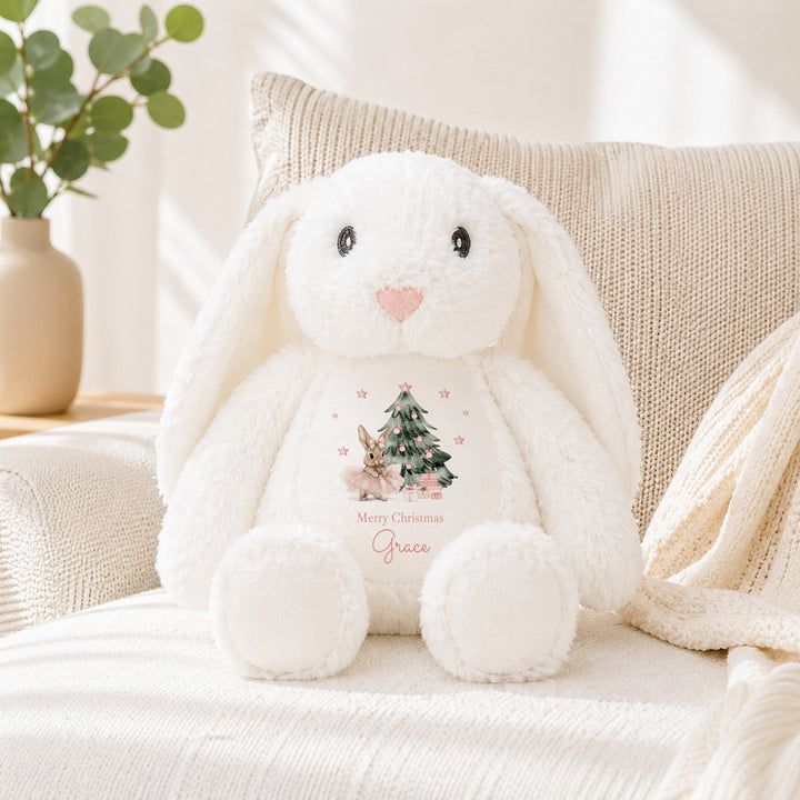 Personalised Pink Ballerina Bunny Merry Christmas Soft Toy