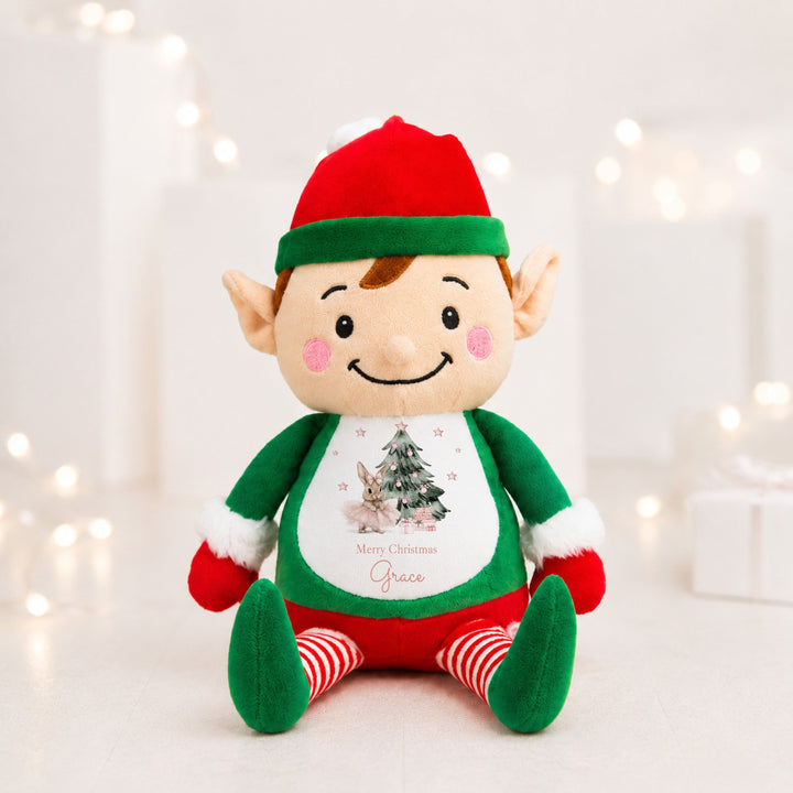 Personalised Pink Ballerina Bunny Merry Christmas Soft Toy