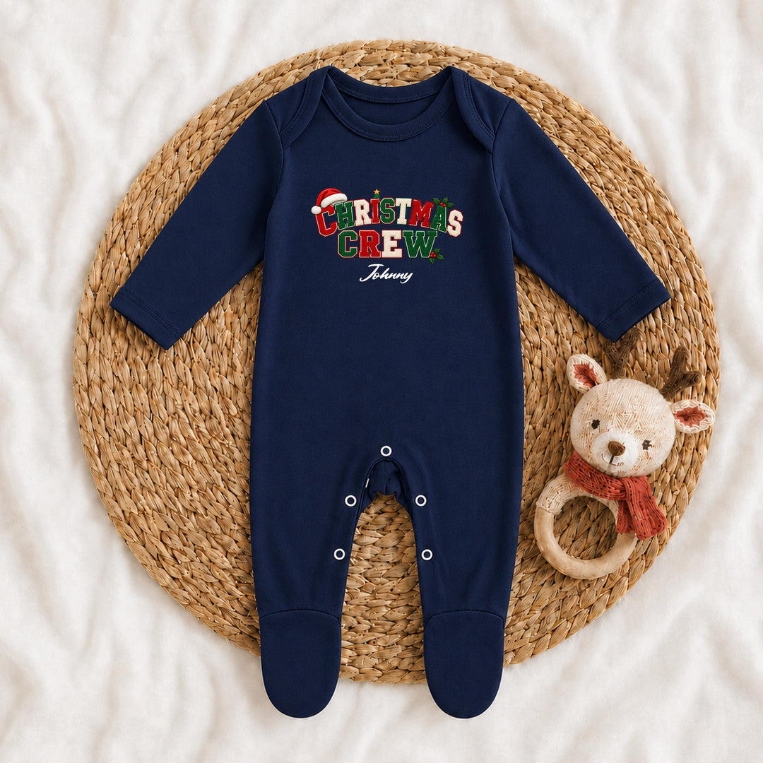 Personalised Christmas Crew Navy Tartan Christmas Pyjamas