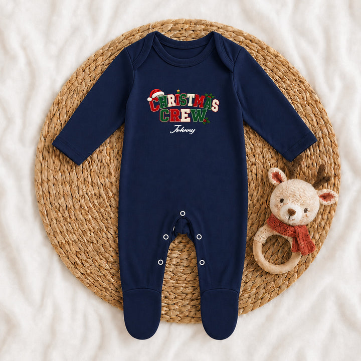 Personalised Christmas Crew Navy Tartan Christmas Pyjamas