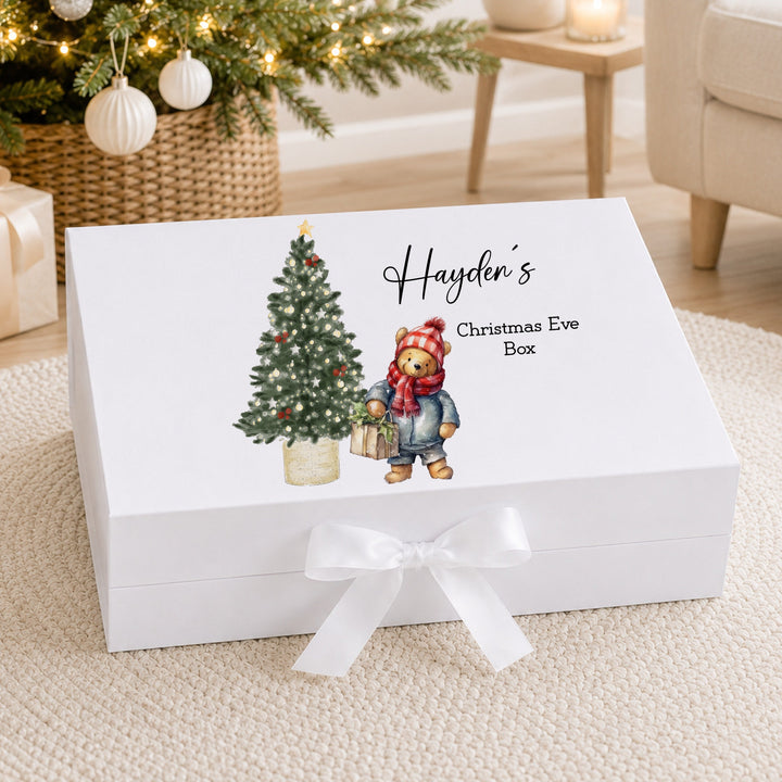 Personalised Pooh Bear Tree Christmas Eve Box