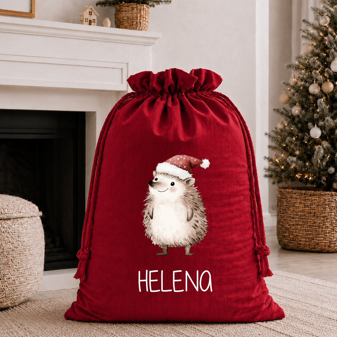 Personalised Christmas Stocking or Santa Sack Hedgehog