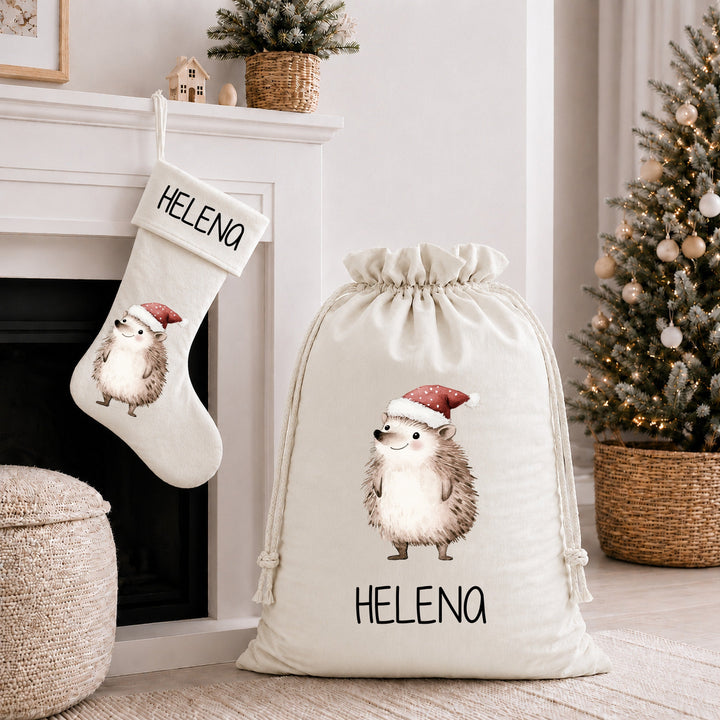 Personalised Christmas Stocking or Santa Sack Hedgehog