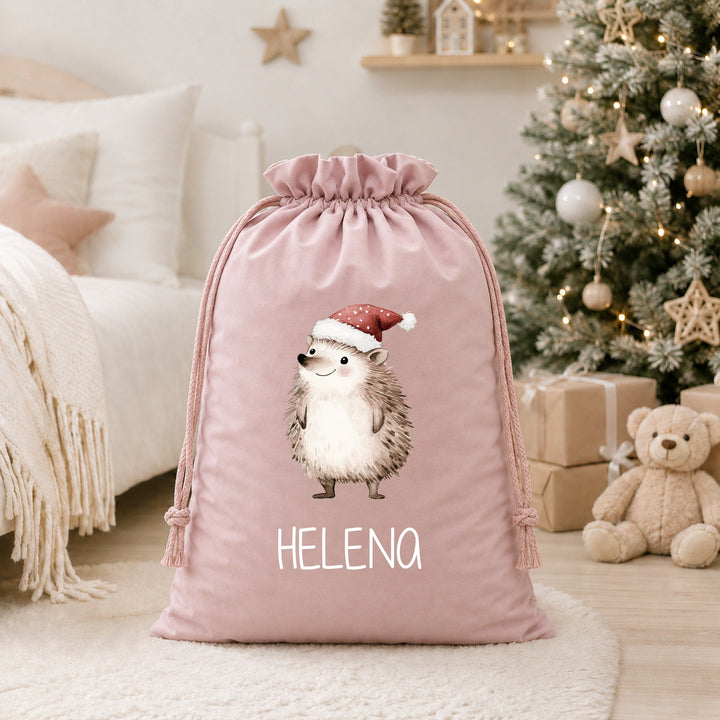 Personalised Christmas Stocking or Santa Sack Hedgehog
