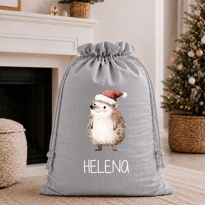 Personalised Christmas Stocking or Santa Sack Hedgehog