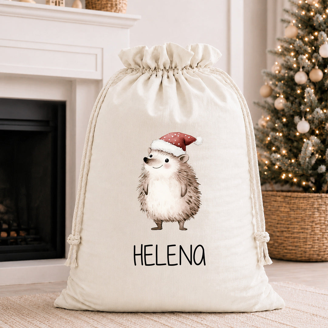 Personalised Christmas Stocking or Santa Sack Hedgehog