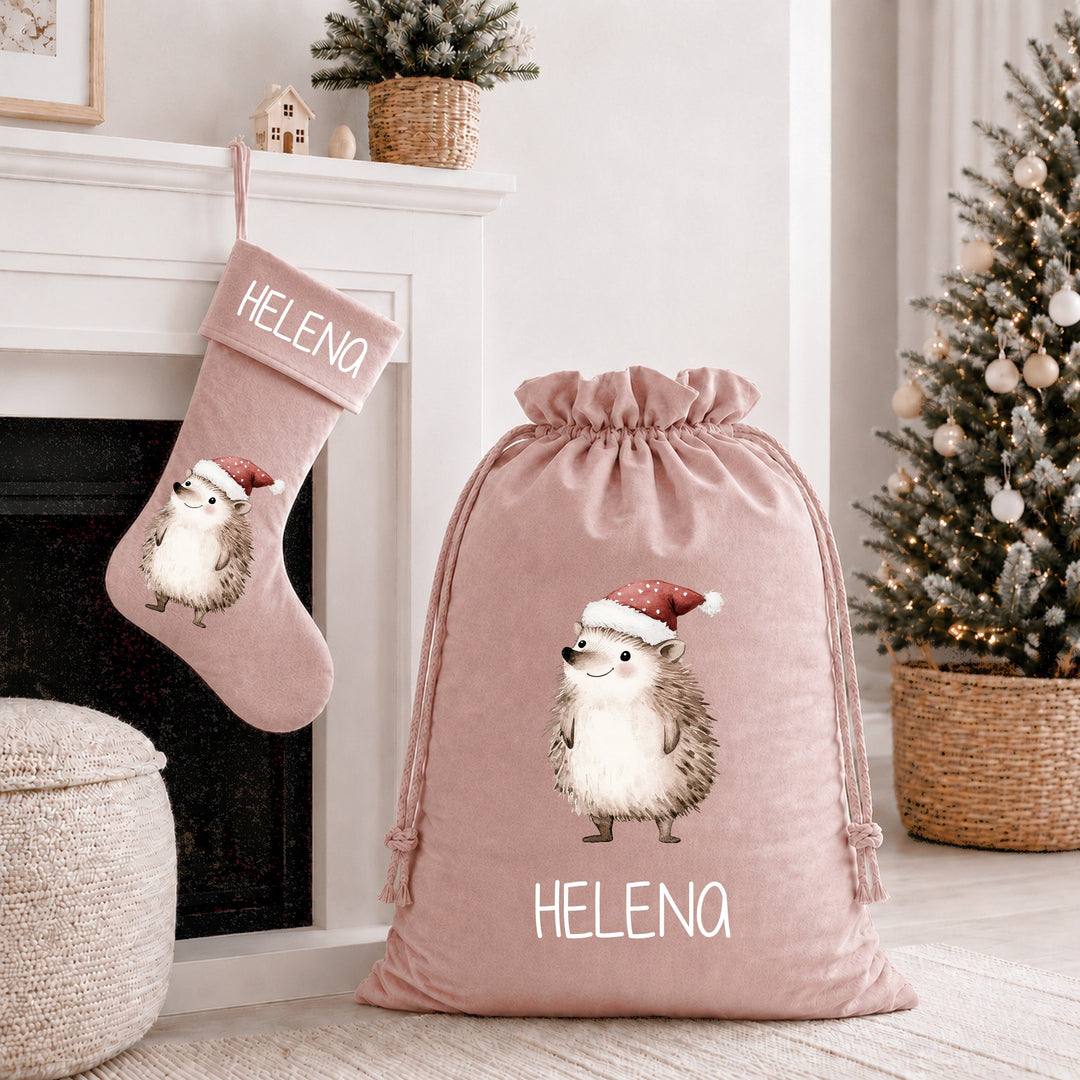 Personalised Christmas Stocking or Santa Sack Hedgehog