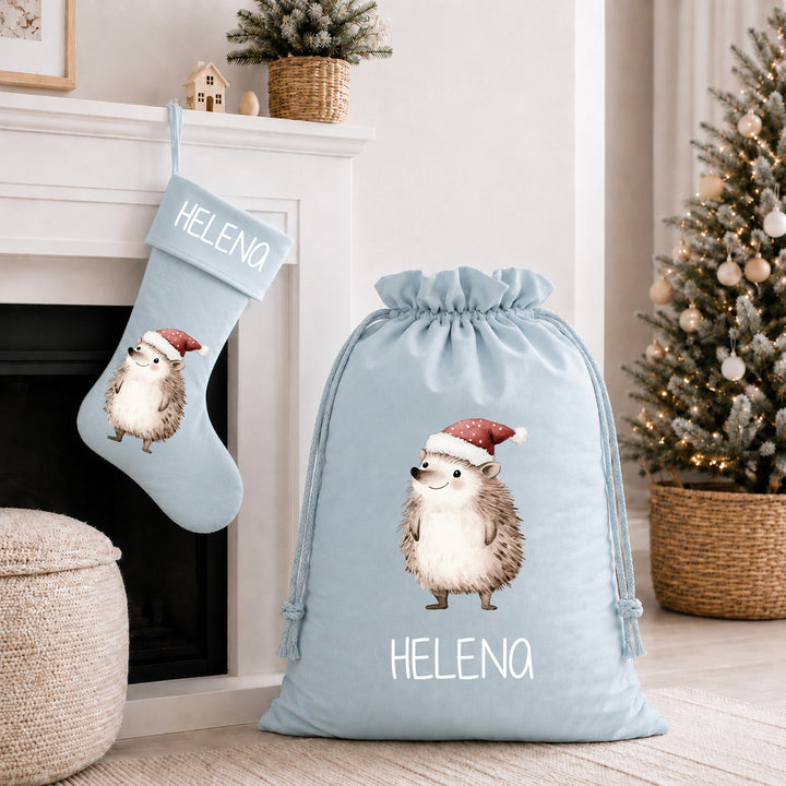 Personalised Christmas Stocking or Santa Sack Hedgehog