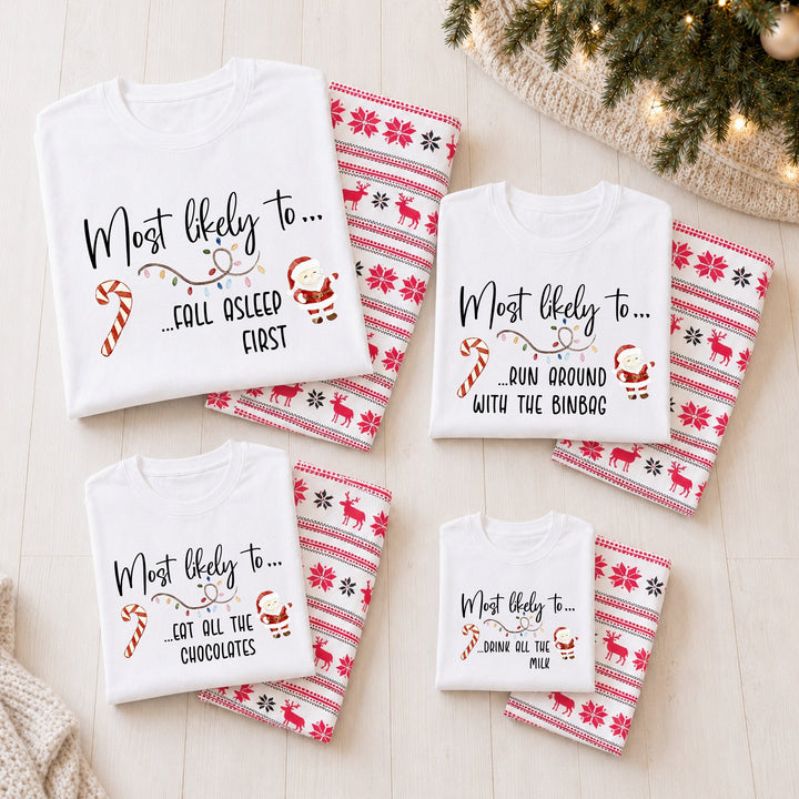 Personalised Most Likely To Family Matching Reindeer Christmas Pyjamas