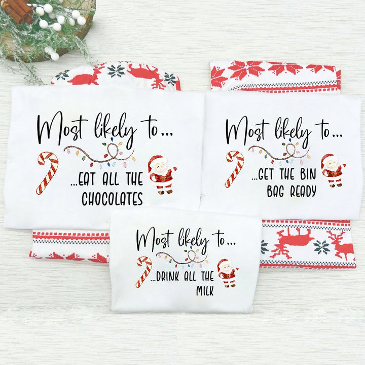 Personalised Most Likely To Family Matching Reindeer Christmas Pyjamas