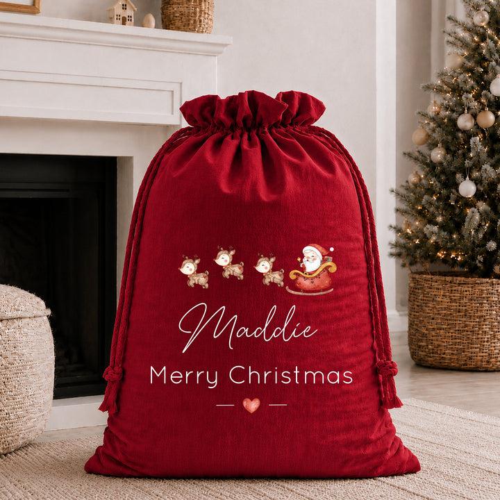 Personalised Santa Sleigh Merry Christmas Santa Sack