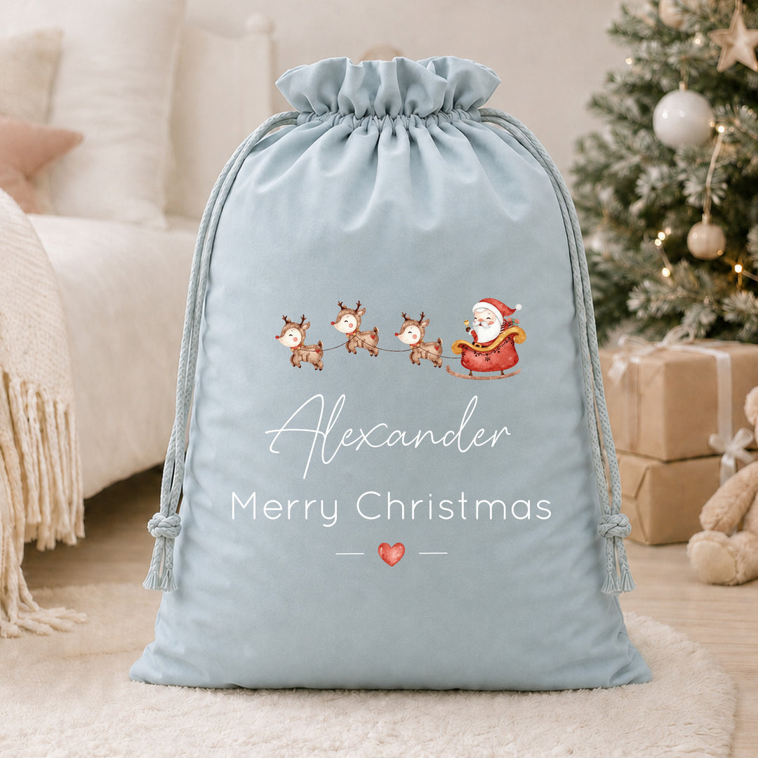 Personalised Santa Sleigh Merry Christmas Santa Sack
