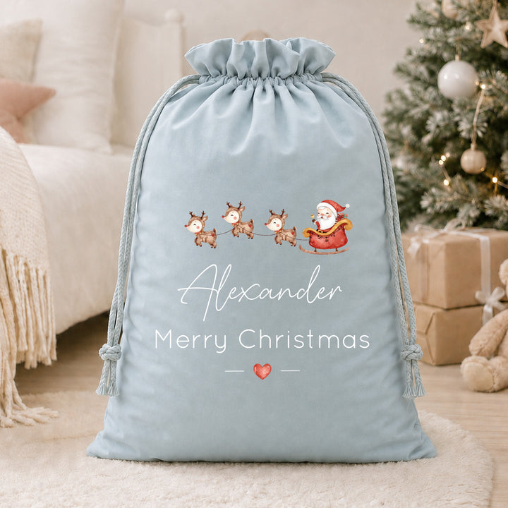 Personalised Santa Sleigh Merry Christmas Santa Sack