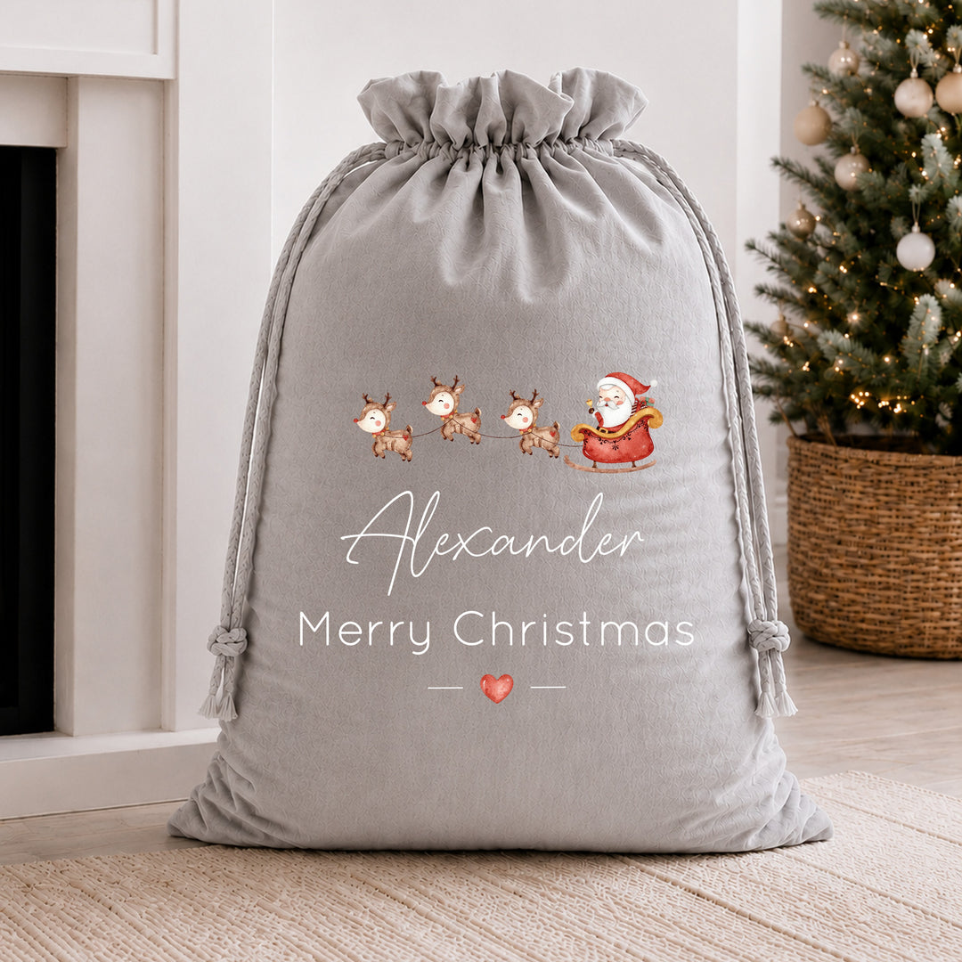 Personalised Santa Sleigh Merry Christmas Santa Sack