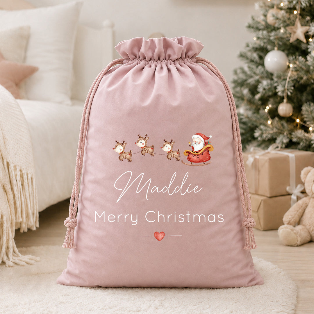Personalised Santa Sleigh Merry Christmas Santa Sack