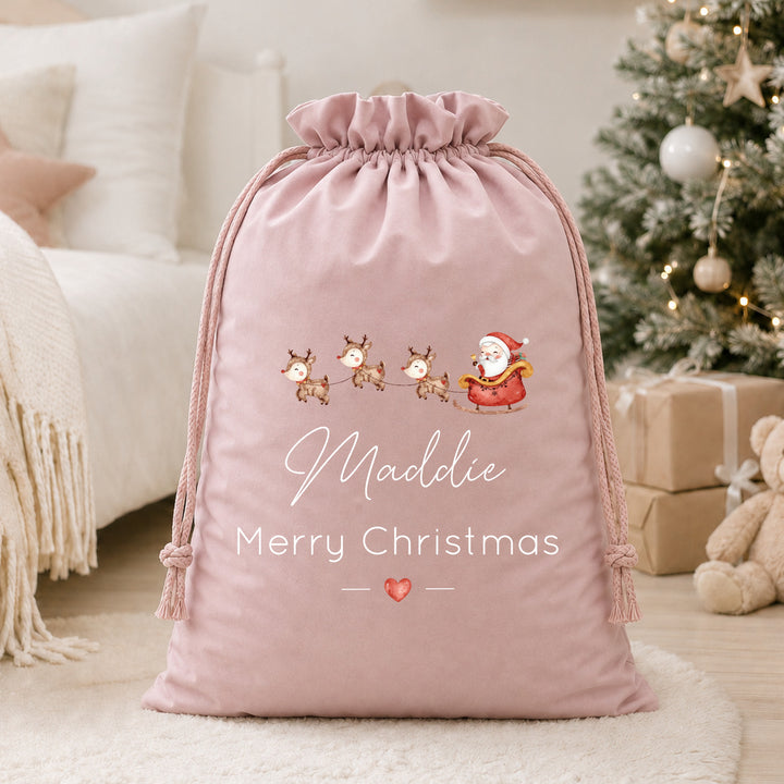 Personalised Santa Sleigh Merry Christmas Santa Sack