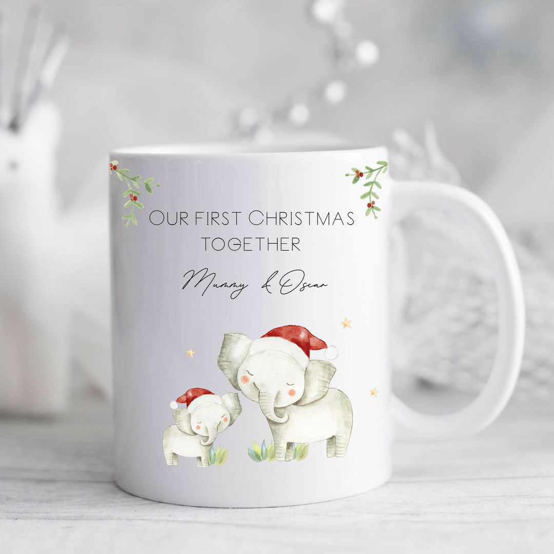 Personalised Elephant Our First Christmas Together Mug