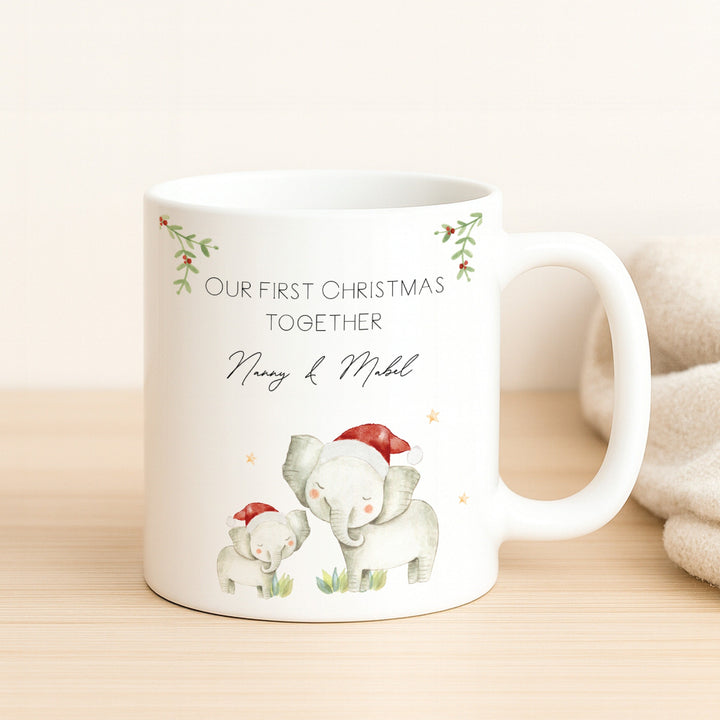 Personalised Elephant Our First Christmas Together Mug
