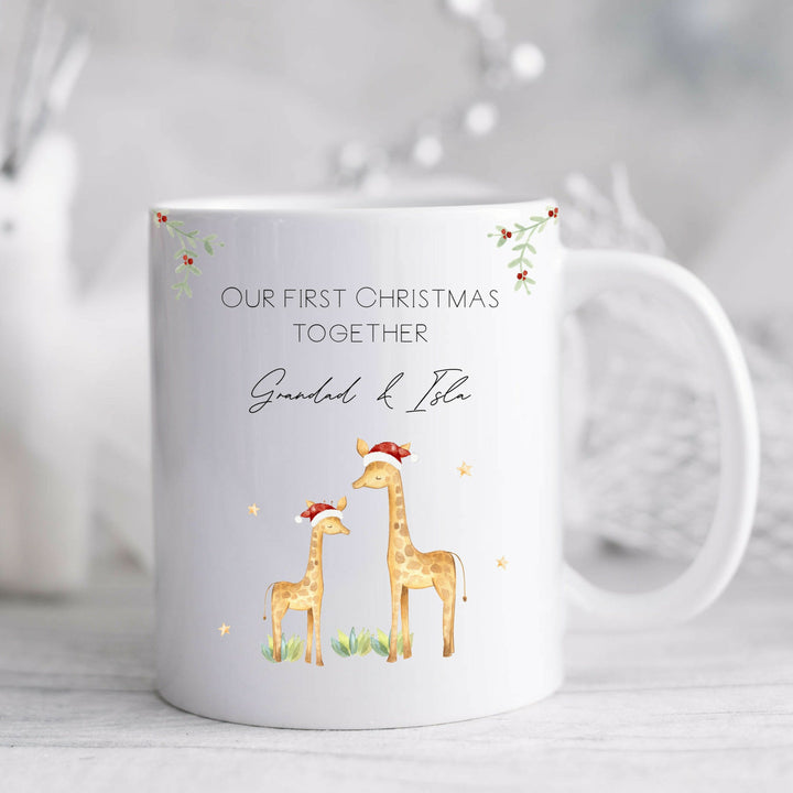 Personalised Giraffe Our First Christmas Together Mug