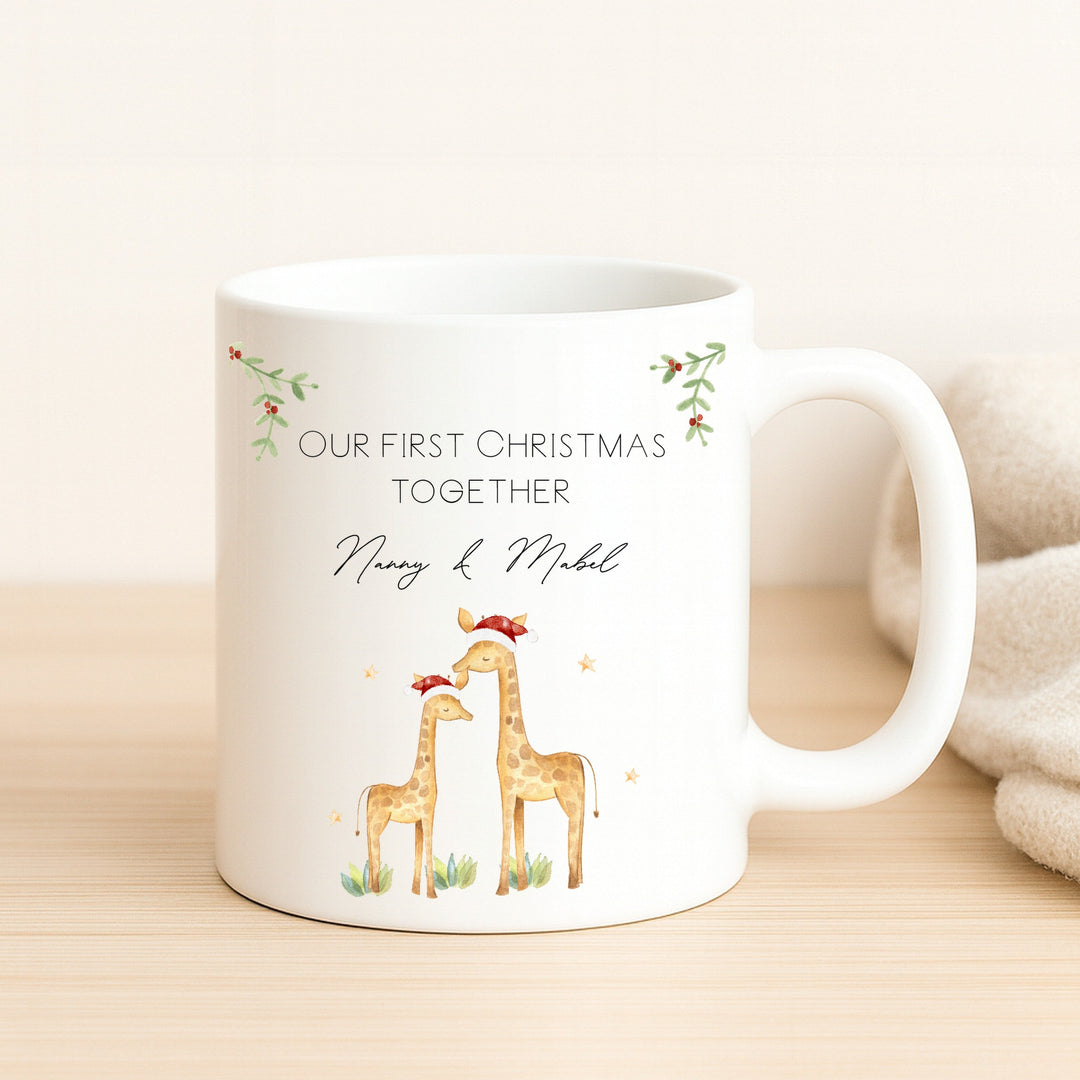 Personalised Giraffe Our First Christmas Together Mug