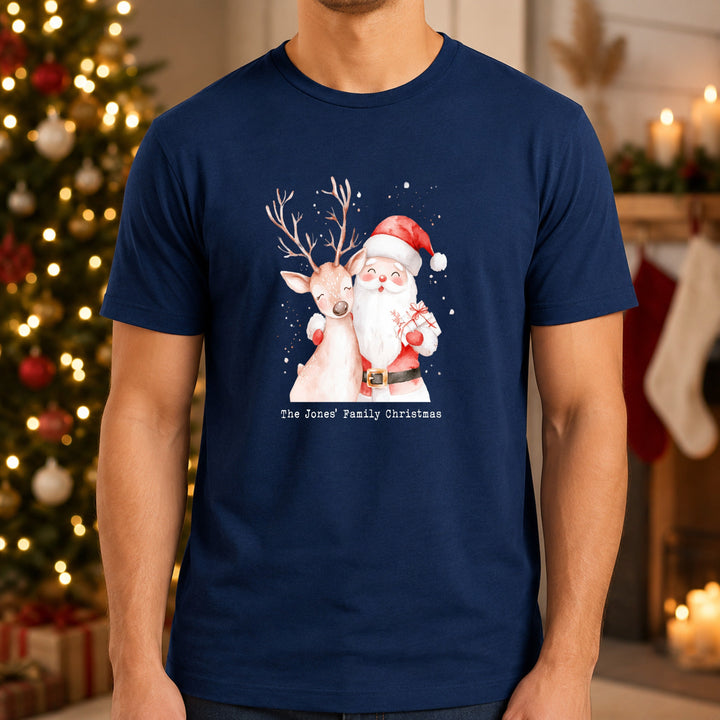 Personalised Family Matching Navy Santa Tartan Christmas Pyjamas