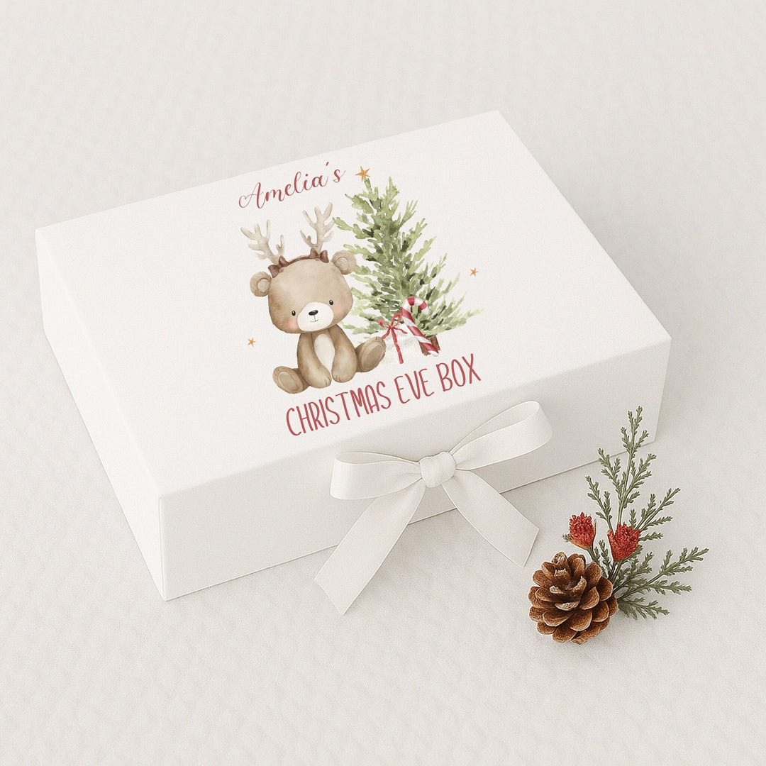 Personalised Bear Reindeer Tree Christmas Eve Box