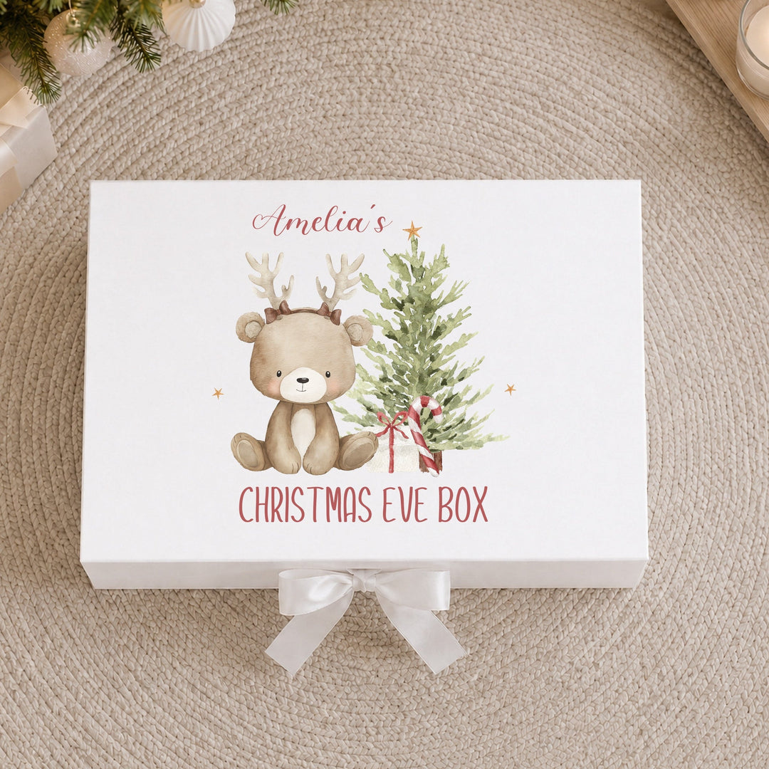 Personalised Bear Reindeer Tree Christmas Eve Box