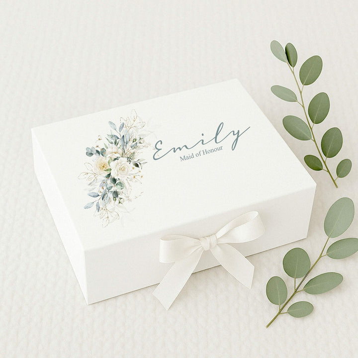 Personalised White Floral Bridesmaid Proposal Gift Box